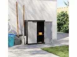 Alavieska Armario de almacenaje exterior PP y negro 65x37x85 cm^Garden Furniture New