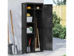Garden Furniture Alavieska Armario de almacenaje exterior PP 65x37x165 cm Negro Sale
