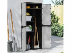 Alavieska Armario de almacenaje exterior PP y negro 65x37x165 cm^Garden Furniture Outlet