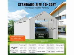 Alero de Reemplazo para Refugio de Auto SucceBuy, 304,8 x 609,6 cm, con Pared Lateral, Blanco Discount