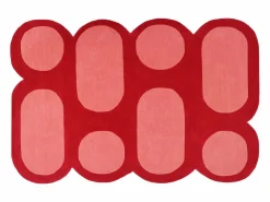 Alfombra 100% lana tejida a mano, rojo cereza y rosa, 160 x 230 cm, 2100g/m², NOLERA^OZAIA Hot