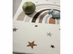 Alfombra Beat Kids Moderna Infantil Arcoíris Estrellas Pastel - - 160x220 cm^the carpet Hot
