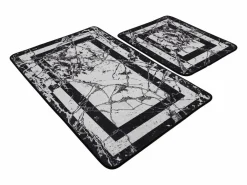Alfombra de baño Set (2 piezas) Marmor blanco negro Multicolor Hot