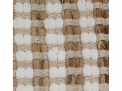 Alfombra de baño tejida a mano de yute y tela natural y blanca ES383023 Marru00f3n Best