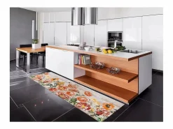 Alfombra de cocina - dibujos con flores - - 52 x 100 cm - RICCI^ Discount