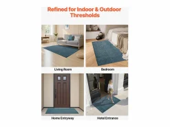 Felpudo|Alfombra de Entrada SucceBuy, 183x122 cm, Felpudo Exterior Interior con Reverso Antideslizante PVC, Resistente Lavable, Atrapa Polvo, Azul Pizarra