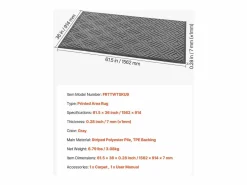 Felpudo|Alfombra de Entrada SucceBuy, 156x91,4 cm, Felpudo Exterior Interior Moderno Elegante, con Reverso Antideslizante TPE, Resistente Lavable, Atrapa Polvo, Gris