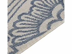 Clicnbuy Alfombra de exterior de tejido plano rayas es 80x250 cm Azul Outlet
