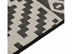 Clicnbuy Alfombra De Exterior|Decoración De Jardín|Alfombra de exterior de tejido plano rayas negras 120x170 cm