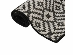 Alfombra de exterior de tejido plano 80x250 cm Rayas negras Negro Discount