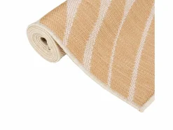 Alfombra de exterior de tejido plano con estampado de hojas de 80 x 250 cm Amarillo