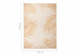 Alfombra de exterior de tejido plano con estampado de hojas de 120 x 170 cm Amarillo New