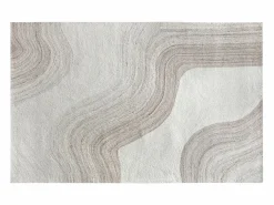 OZAIA Alfombra De Salón|Alfombra de lana 100% con diseño abstracto - 160 x 230 cm - 1800g/m2 - Marfil y beige - AZARIA