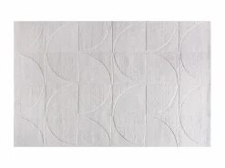 OZAIA Alfombra de lana 100% tejida a mano con relieve y motivo circular, 160 x 230, , MILUNA Marfil Online