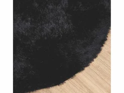 Alfombra De Cocina|Alfombra De Cocina|Alfombra de pelo largo negra NAVARRA 240x240 cm poliéster