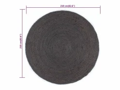 Alfombra de yute hecha a mano redonda de 210 cm en oscuro^ Clearance