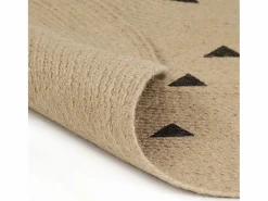 Alfombra de yute hecha a mano con estampado de triángulos 120 cm Negro Clearance