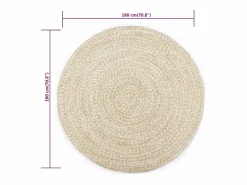 Alfombra de yute hecha a mano blanca y marrón 180 cm^ Sale