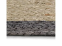 Clicnbuy Alfombra Redonda|Alfombra de yute tejida a mano con borde oscuro 90 cm