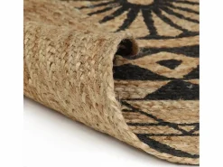 Clicnbuy Alfombra Redonda|Alfombra de yute tejida a mano con estampado 90 cm