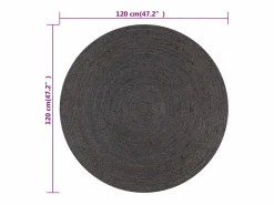 Clicnbuy Alfombra Redonda|Alfombra de yute tejida a mano 120 cm oscuro