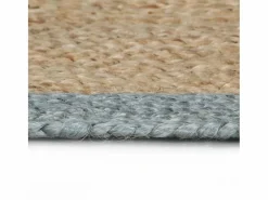 Alfombra de yute tejida a mano con borde oliva 150 cm^Clicnbuy New
