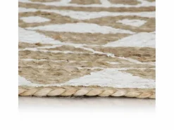 Clicnbuy Alfombra de yute tejida a mano con estampado 120 cm Blanco Best