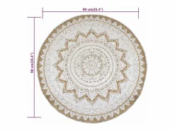 Alfombra de yute trenzado estampada redonda de 90 cm Beige Online
