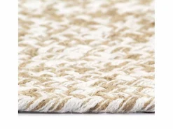 Clicnbuy Alfombra hecha a mano de yute blanca y natural 120 cm Blanco Online