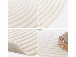 Sweeek Alfombra interior redonda con relieve en color Crema Outlet