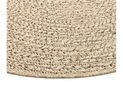 the carpet Alfombra Kansas Exterior Interior Aspecto Yute Resistente intemperie - Naturaleza - 160 cm, redondo Color natural claro