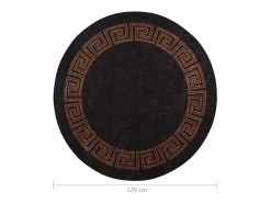 Clicnbuy Alfombra Redonda|Alfombra De Salón|Alfombra lavable antideslizante negro y dorado f120 cm