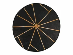 Clicnbuy Alfombra lavable antideslizante negro y dorado Ø 120 cm Multicolor Discount