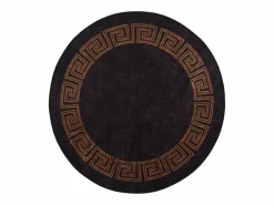 Clicnbuy Alfombra Redonda|Alfombra lavable antideslizante negro y dorado Ø 200 cm