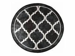 Alfombra lavable antideslizante negro y blanco Ø 120 cm^Clicnbuy Discount