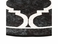 Alfombra lavable antideslizante negro y blanco Ø 120 cm^Clicnbuy Discount