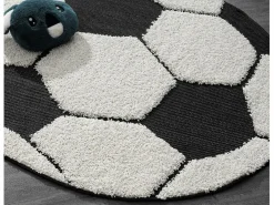 the carpet Alfombra Infantil|Alfombra Redonda|Alfombra Lou Infantil Fútbol - Negro - 160 cm Redonda