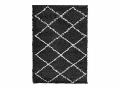 Alfombra moderna de pelo largo en color y crema de 140 x 200 cm Negro Clearance