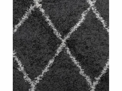 Alfombra moderna de pelo largo en color y crema de 140 x 200 cm Negro Clearance