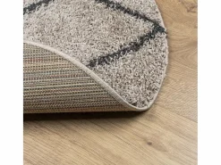 Alfombra De Cocina|Alfombra De Cocina|Alfombra moderna de pelo largo en beige y antracita Ø 120 cm