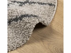 Alfombra De Cocina|Alfombra De Cocina|Alfombra moderna de pelo largo en beige y antracita Ø 120 cm
