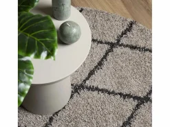 Alfombra De Cocina|Alfombra De Cocina|Alfombra moderna de pelo largo en beige y antracita Ø 120 cm