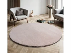 Alfombra pelo corto lavable antideslizante - Rosa - 120 cm Redondo - RELAX^the carpet New