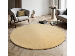 the carpet Alfombra Redonda|Alfombra pelo corto lavable antideslizante - Oro - 120 cm Redondo - RELAX