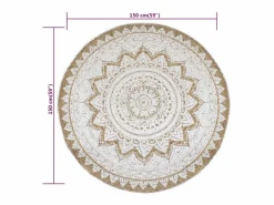 Alfombra redonda 150 cm yute trenzado estampado^Clicnbuy Clearance