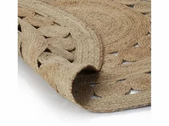 Alfombra redonda 120 cm yute trenzado con diseño^Clicnbuy Outlet