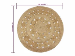 Alfombra redonda 120 cm yute trenzado con diseño^Clicnbuy Outlet