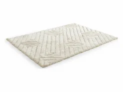 OZAIA Alfombra shaggy de pelo largo en relieve - 160 x 230 cm - Blanco roto - MAZE Crema Discount