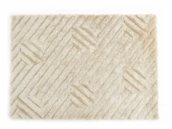 OZAIA Alfombra shaggy de pelo largo en relieve - 160 x 230 cm - Blanco roto - MAZE Crema Discount