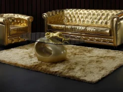 Alfombra shaggy de pelo largo - Dorada - 160 x 230 cm - poliéster - GLITTER^OZAIA Clearance